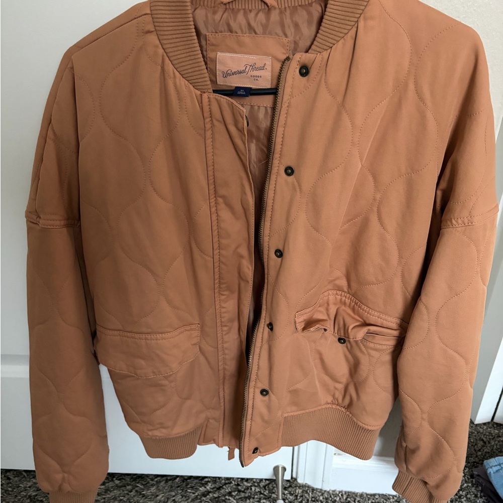 Universal Thread Men's Camel Quilted Bomber Jacket